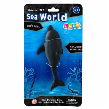 LEAN TOYS Rubber Sea Dolphin Figūra Mīksta Reālistiska TPR Tumši Pelēka 17,5 cm