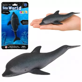 LEAN TOYS Rubber Sea Dolphin Figūra Mīksta Reālistiska TPR Tumši Pelēka 17,5 cm