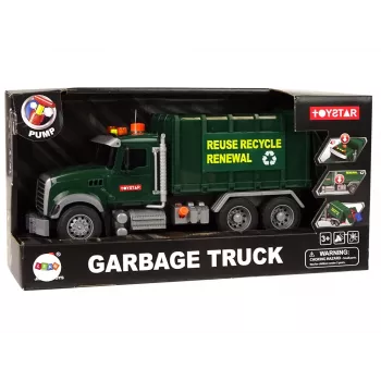 LEAN TOYS Rubbish Truck Bins Dark Green with Sounds and Lights