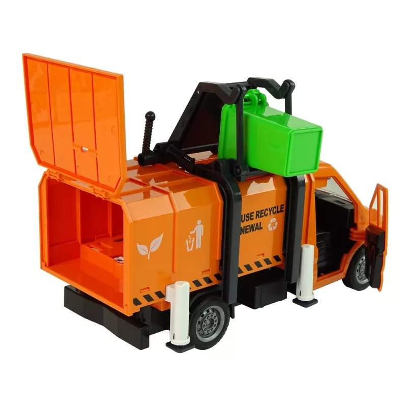 LEAN TOYS Rubbish Truck with Friction Drive Sound Effects Orange