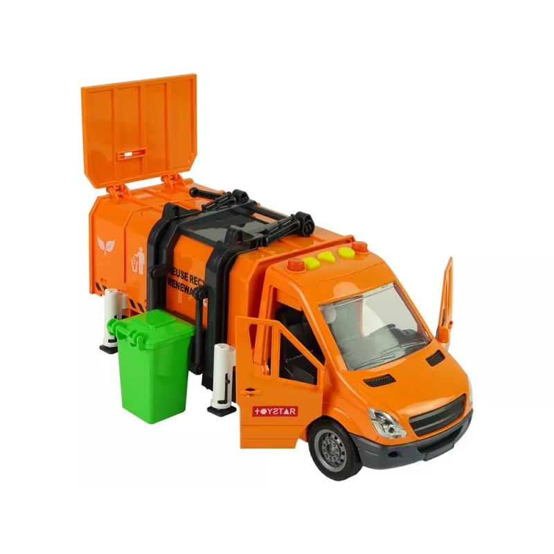 LEAN TOYS Rubbish Truck with Friction Drive Sound Effects Orange