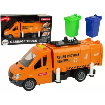 LEAN TOYS Rubbish Truck with Friction Drive Sound Effects Orange