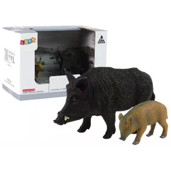 LEAN TOYS Mežacūka ar mazuli 2 gab. komplekts, Meža dzīvnieku sērija