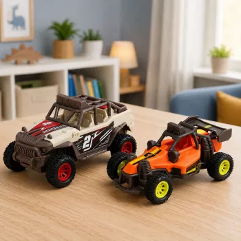 LEAN TOYS Bezceļu apvidus auto komplekts ar gaismām un skaņām, 2 gab.