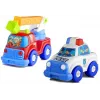 LEAN TOYS Set of Vehicles Police Fire Engine Auto Transport Trailer Unscrewing