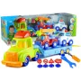 LEAN TOYS Set of Vehicles Police Fire Engine Auto Transport Trailer Unscrewing