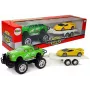 LEAN TOYS Set of Vehicles Yellow Sportcars Green Off-Road with Friction