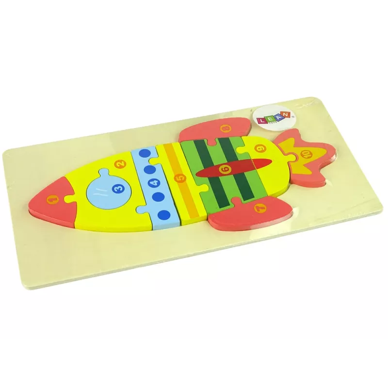 LEAN TOYS Koka puzļu komplekts Raķešu skaitļi