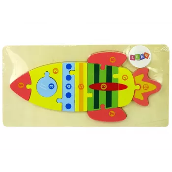 LEAN TOYS Koka puzļu komplekts Raķešu skaitļi
