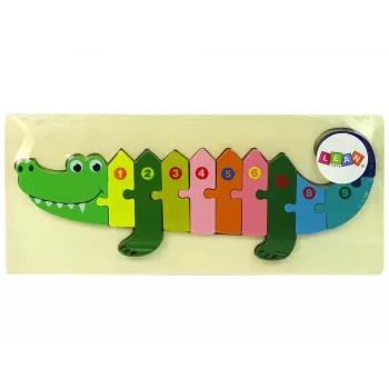 LEAN TOYS Koka puzle Krokodils ar cipariem