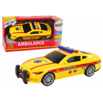 LEAN TOYS Sports Car Ambulance Lights Sound Yellow