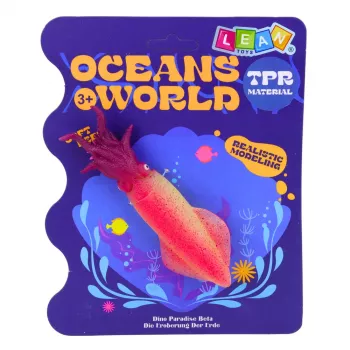 LEAN TOYS Squid gumijas figūriņa, staipīga, reālistisks jūras dzīvnieks 14 cm
