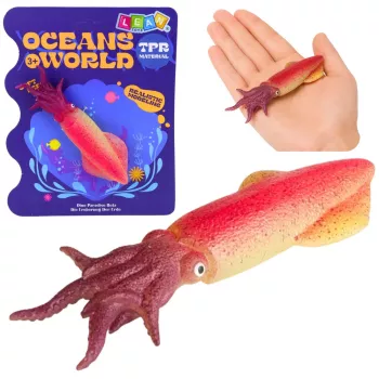 LEAN TOYS Squid gumijas figūriņa, staipīga, reālistisks jūras dzīvnieks 14 cm