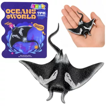 LEAN TOYS Stingray gumijas figūriņa, staipīga, reālistiska okeāna zivs 13 cm