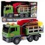 LEAN TOYS Timber Transport Truck ar Celtni, Baļķiem, Gaismām un Skaņām – Celtniecības Transportlīdzekļa Rotaļlieta