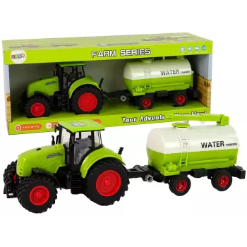 LEAN TOYS Traktors ar lielo riteņu piekabi Green Farm