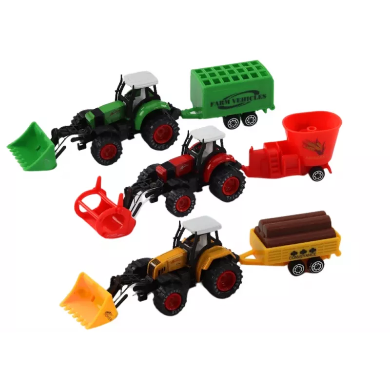 LEAN TOYS Traktors ar Piekabi Ekskavators Buldozers Lauksaimniecības Mašīna 3 Krāsas