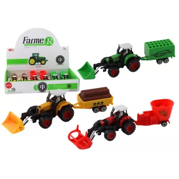 LEAN TOYS Traktors ar Piekabi Ekskavators Buldozers Lauksaimniecības Mašīna 3 Krāsas