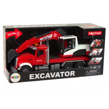 LEAN TOYS Truck With Excavator Tractor Excavator Sound Lights