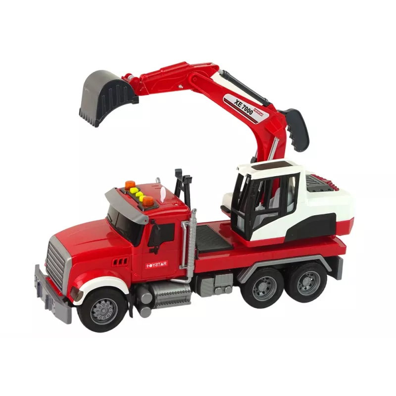 LEAN TOYS Truck With Excavator Tractor Excavator Sound Lights