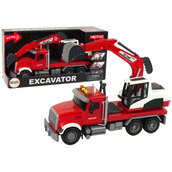 LEAN TOYS Truck With Excavator Tractor Excavator Sound Lights