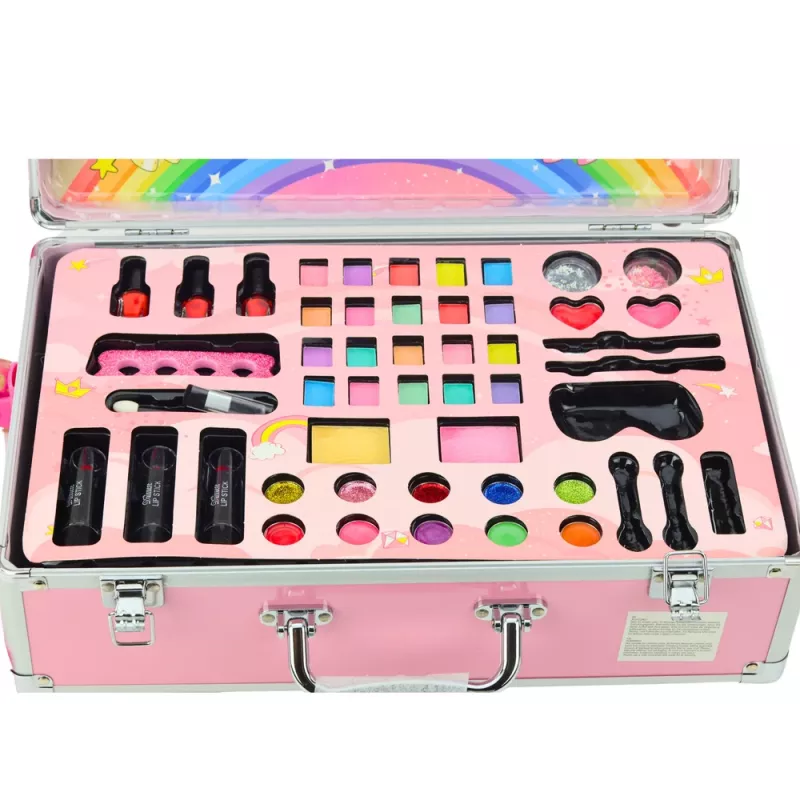 LEAN TOYS Unicorn Pink riteņu koferīša skaistumkopšanas komplekts