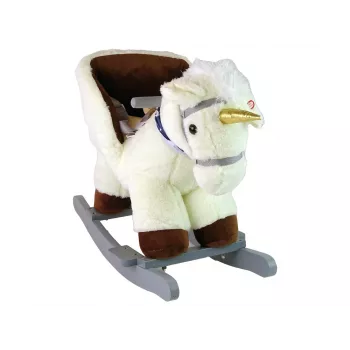 LEAN TOYS Unicorn Rocking Horse Rocker for Toddlers White Beige