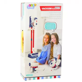 LEAN TOYS vertikālais putekļsūcējs bērnu tīrīšanas komplekts gaismas skaņas stacija balts