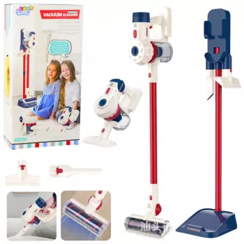 LEAN TOYS vertikālais putekļsūcējs bērnu tīrīšanas komplekts gaismas skaņas stacija balts