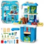 LEAN TOYS Veterināra koferis ar suņa kopšanas komplektu, brūns, lomu spēles komplekts ar 12 piederumiem