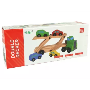LEAN TOYS Wooden Green Truck ar Kravas Blokiem