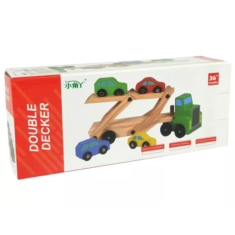 LEAN TOYS Wooden Green Truck ar Kravas Blokiem