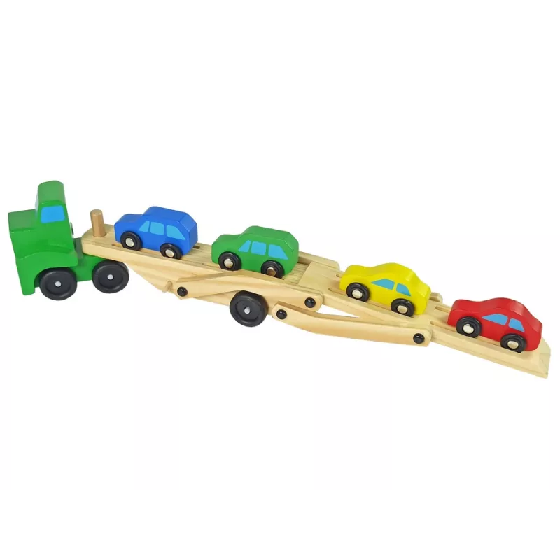 LEAN TOYS Wooden Green Truck ar Kravas Blokiem