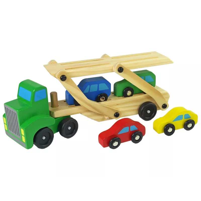 LEAN TOYS Wooden Green Truck ar Kravas Blokiem