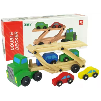 LEAN TOYS Wooden Green Truck ar Kravas Blokiem