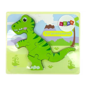 LEAN TOYS Wooden Isanosaurus Green Dinosaur Puzzle