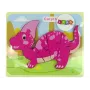 LEAN TOYS Wooden Puzzle Dinosaur Corythosaurus Pink Spinosaurus Purple