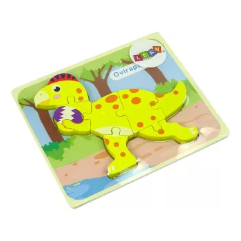 LEAN TOYS Wooden Puzzle Dinosaur Stegosaurus Yellow