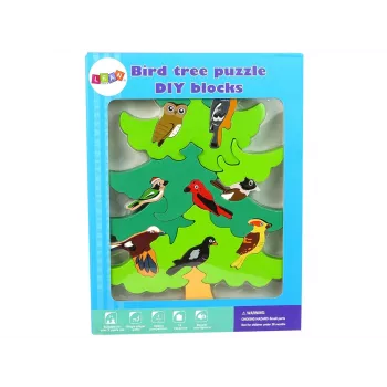 LEAN TOYS Wooden Tree Birds DIY Wooden Puzzle Blocks