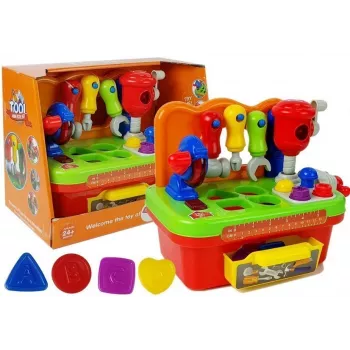 LEAN TOYS darbnīca mazuļiem, šķirotājs, instrumentu komplekts ar skaņu un gaismu