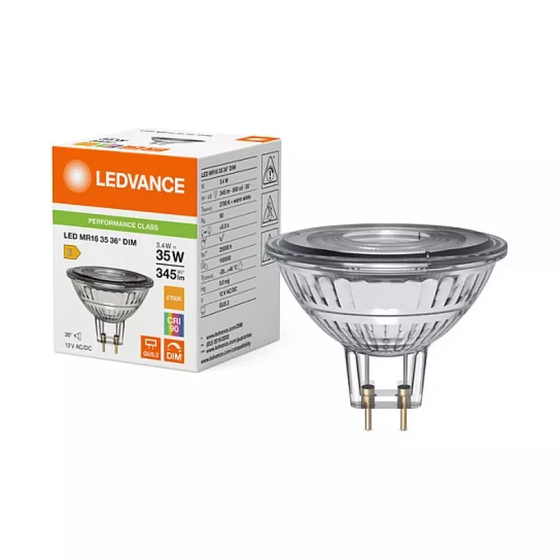 LEDVANCE PARATHOM MR16 LED reflektors 3.4W 2700K GU5.3, regulējams 36° 230lm