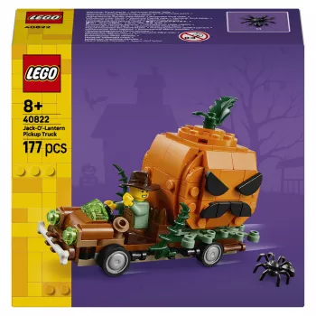 LEGO 40822 Ķirbju laternas pikaps – būvēšanas komplekts, 200 detaļas, putnubiedēkļa minifigūra, Helovīna dekorācijas modelis
