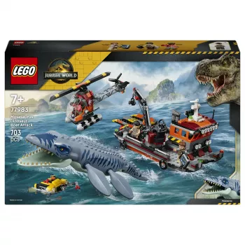 LEGO Jurassic World 77983 Mosasaurus Dinozauru Laivas Uzbrukums (280 gabali, 3 minifigūras, vecumam 7+)