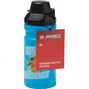 LEGO NINJAGO dzeramā pudele 390 ml Zila ar silikona snīpi un caurspīdīgu vāciņu PP/Silikons