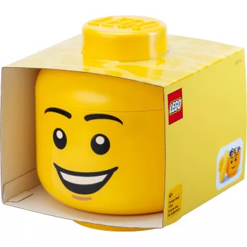 LEGO Storage Head Happy Boy Lielais Dzeltens 8.5L Polipropilēna Minifigūras Galvas Uzglabāšanas Konteiners (40320820)