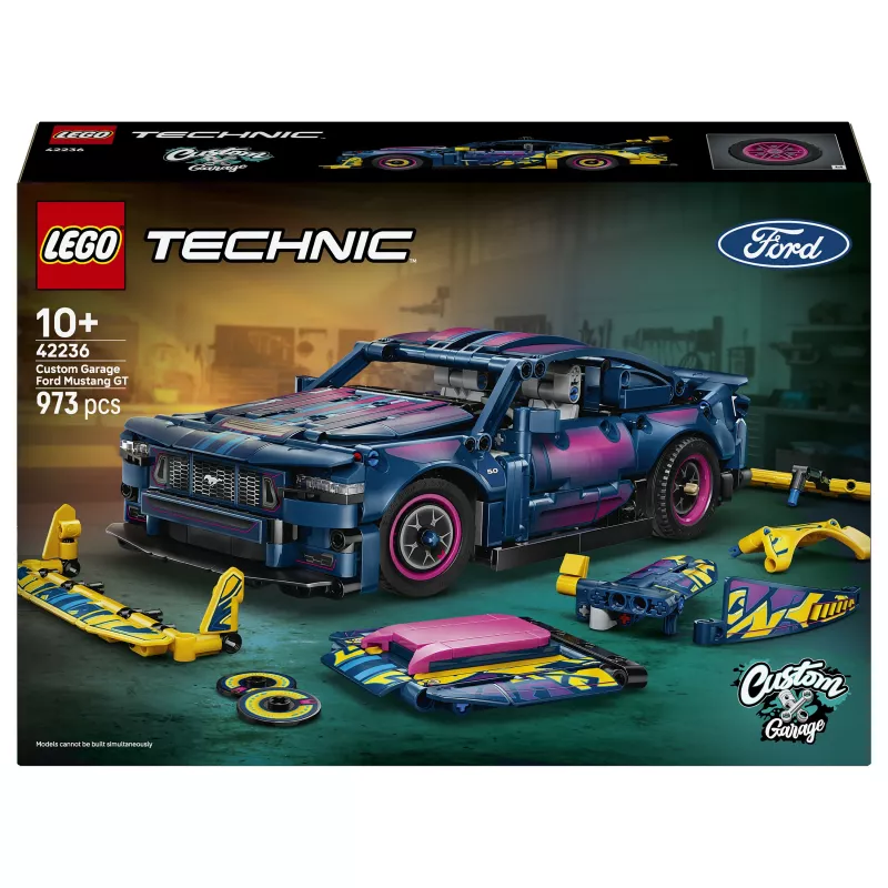 LEGO Technic 42236 Ford Mustang GT tjūninga darbnīcas automašīna, konstruktors, 973 detaļas, V8 virzuļu dzinējs, 10+ gadi