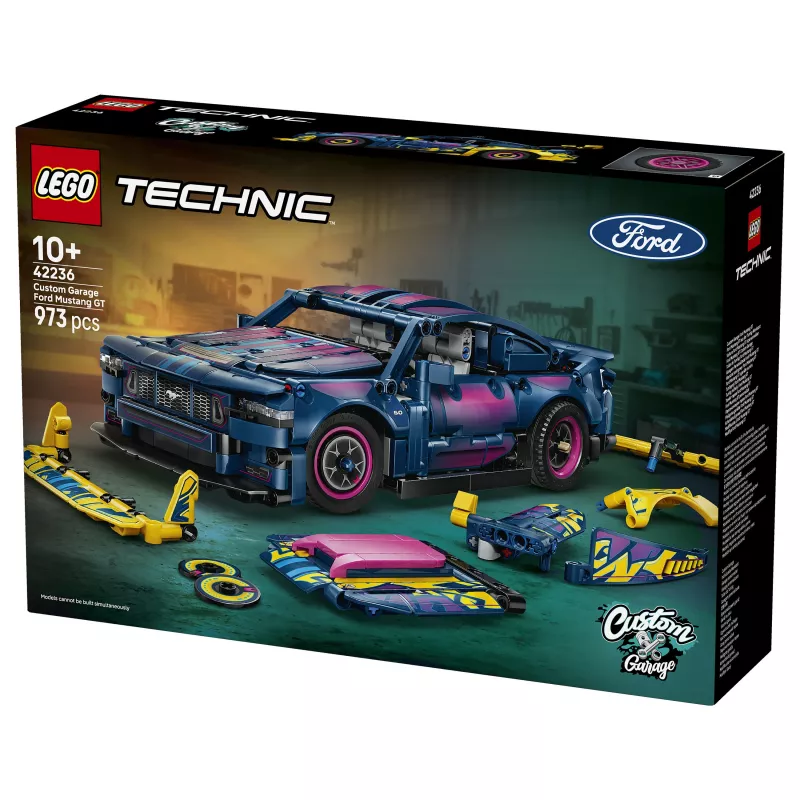 LEGO Technic 42236 Ford Mustang GT tjūninga darbnīcas automašīna, konstruktors, 973 detaļas, V8 virzuļu dzinējs, 10+ gadi