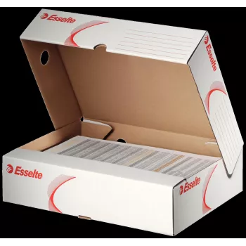 LEITZ 128004 arhīva kaste A4 ar 80 mm mugu, balta/sarkana, kartons, 25 gab.
