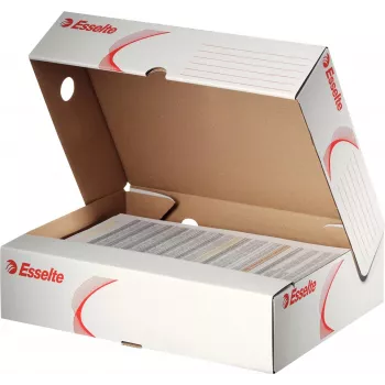 LEITZ 128004 arhīva kaste A4 ar 80 mm mugu, balta/sarkana, kartons, 25 gab.