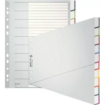 Leitz A4 tukšas atdalītājas, polipropilēns, pelēkas, 10 daļas, universāls perforējums 1270
